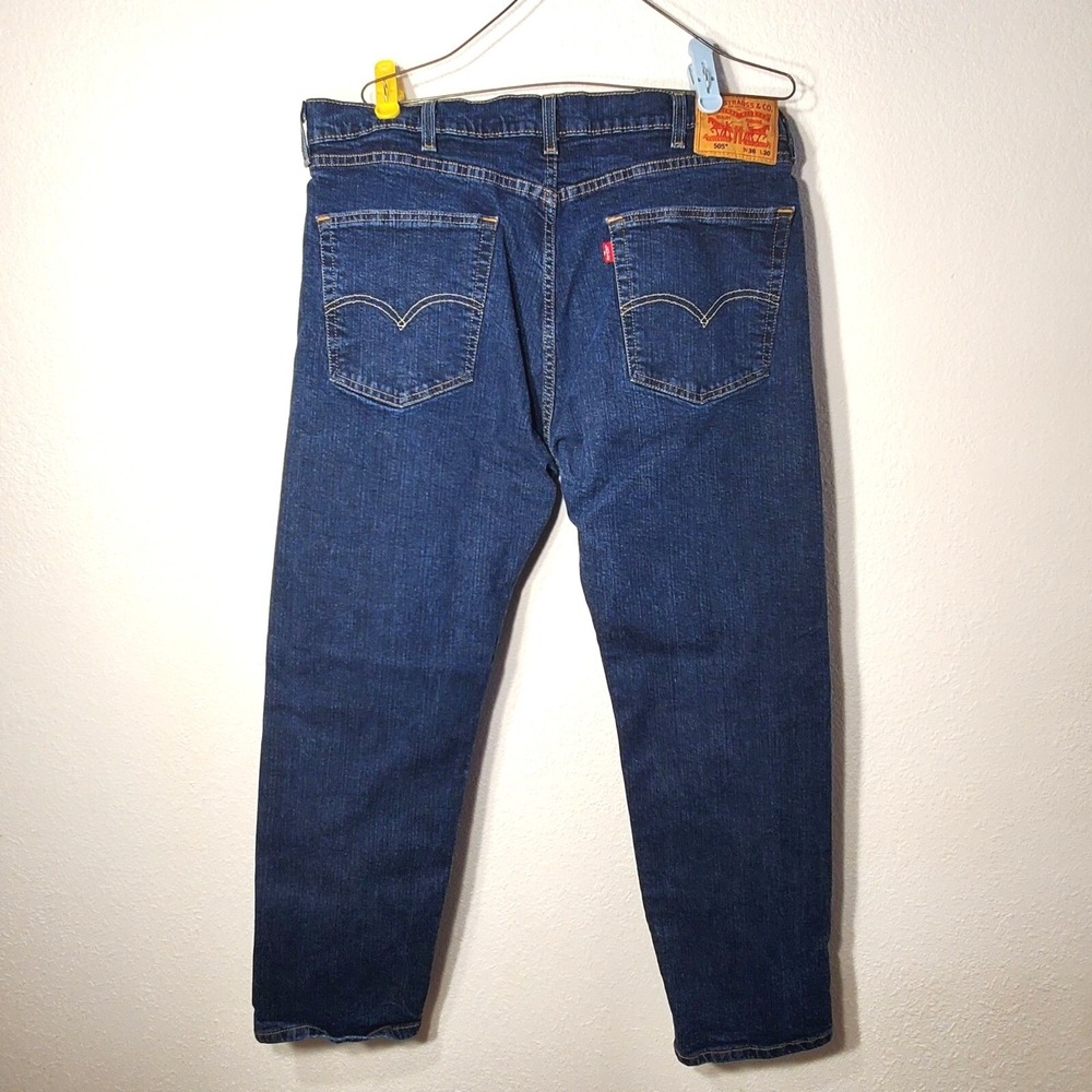 Levis Mens 505 Red Tab Straight Fit Blue Jeans 38x30 Medium Wash Denim Jeans - Picture 2 of 11
